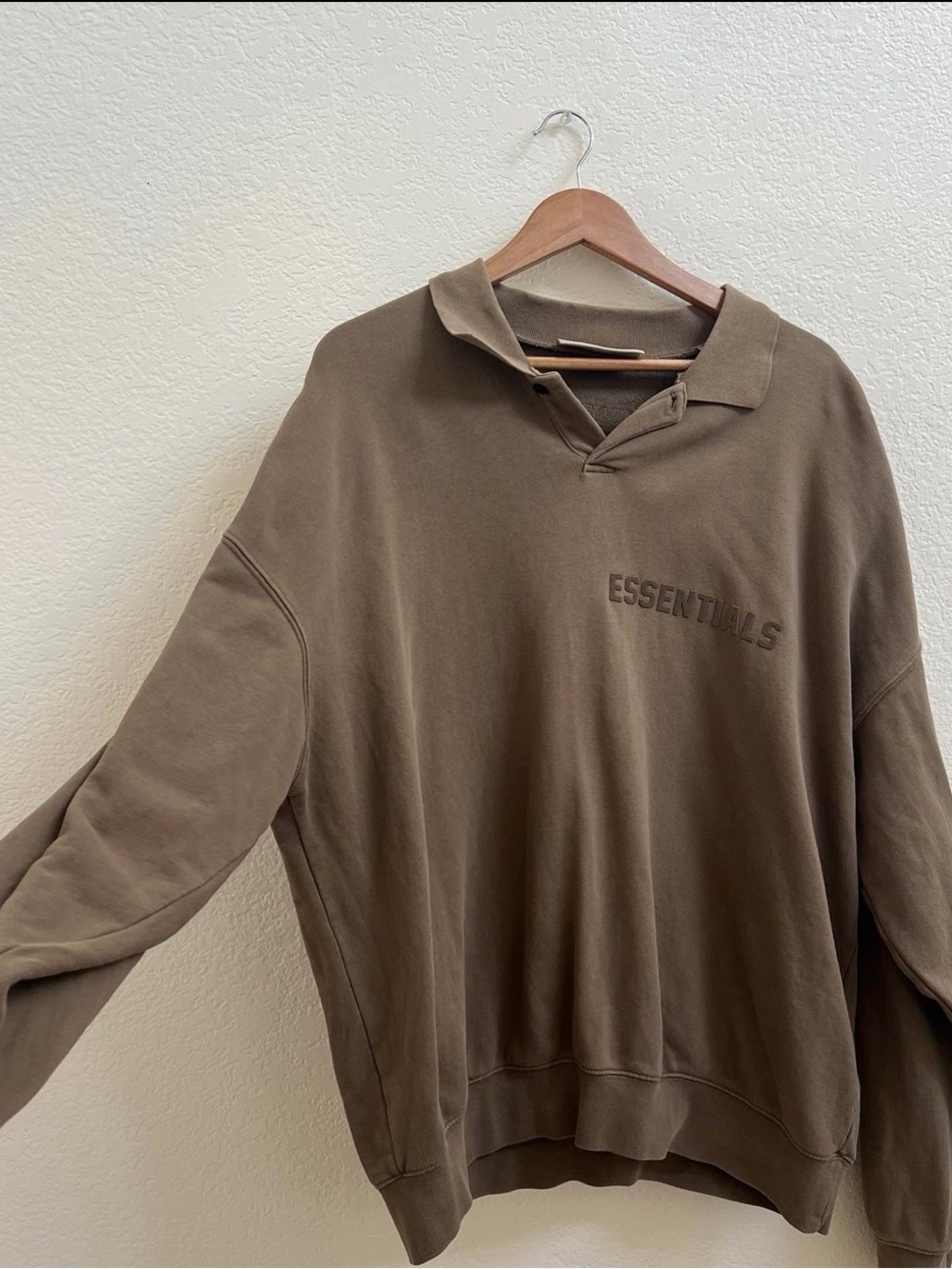 ESSENTIALS Men's Brown Pullover Collared Sweater